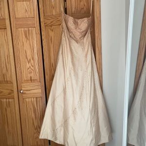 gold ombré strapless dress with intracate back